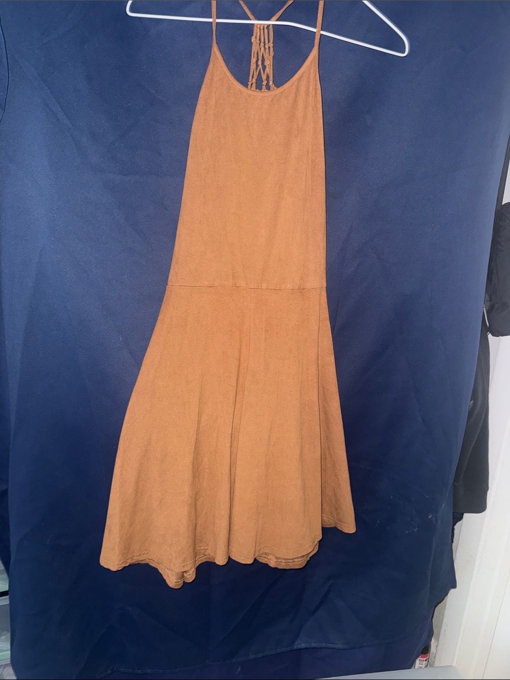 American Rag Rust Brown Mini Sundress with Lace-Back Straps